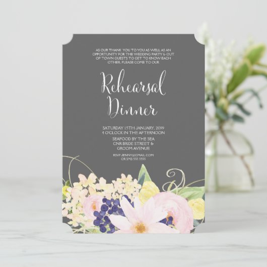 Frühlingsflora Probe Abendessen Einladung (Stehend Vorderseite)