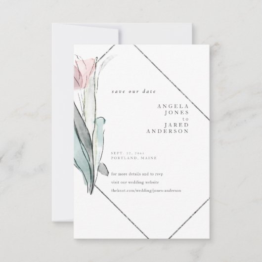 Frühlingsflora Rettete unsere Termine Save The Date (Vorderseite)