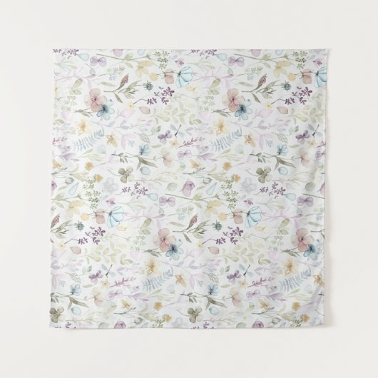 Frühlingsflora und Fauna Aquarell Wandteppich (Vorderseite (Horizontal))