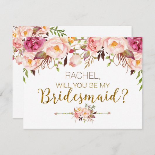 Frühlingsflora wird meine Bridesmaid-Karte sein Einladung (Vorne/Hinten)