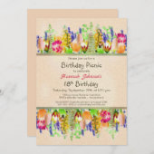 Frühlingsfloral 18. Geburtstag Picnic Party Einladung (Vorne/Hinten)
