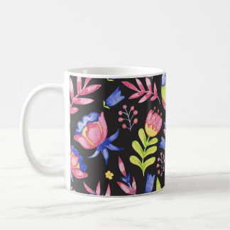Frühlingsfloral: Aquarellfarben Nahtloses Muster Kaffeetasse