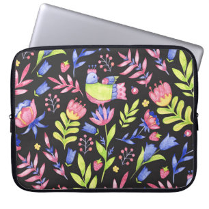 Frühlingsfloral: Aquarellfarben Nahtloses Muster Laptopschutzhülle