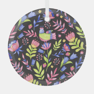 Frühlingsfloral: Aquarellfarben Nahtloses Muster Ornament Aus Glas