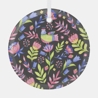 Frühlingsfloral: Aquarellfarben Nahtloses Muster Ornament Aus Glas