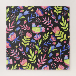 Frühlingsfloral: Aquarellfarben Nahtloses Muster Puzzle