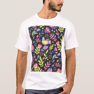 Frühlingsfloral: Aquarellfarben Nahtloses Muster T-Shirt