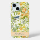 Frühlingsfloral & Bluebird Pastellgelb Individuell Case-Mate iPhone Hülle (Rückseite)