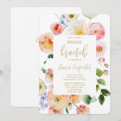 Frühlingsfloral Brautparty Brunch Einladung (Vorne/Hinten)