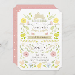 Frühlingsfloral Bunny Pink Girl Geburtstag Einladung