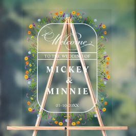 Frühlingsfloral Elegante Hochzeit Willkommen Acrylschild