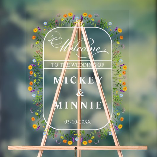 Frühlingsfloral Elegante Hochzeit Willkommen Acrylschild (Neutral)