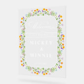 Frühlingsfloral Elegante Hochzeit Willkommen Acrylschild (Winkel)