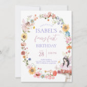 Frühlingsfloral Fairy Erster Geburtstag Einladung (Vorderseite)