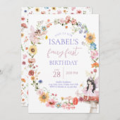 Frühlingsfloral Fairy Erster Geburtstag Einladung (Vorne/Hinten)