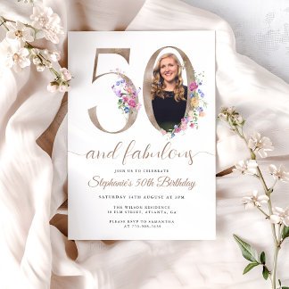 Frühlingsfloral Foto 50. Geburtstag Einladung