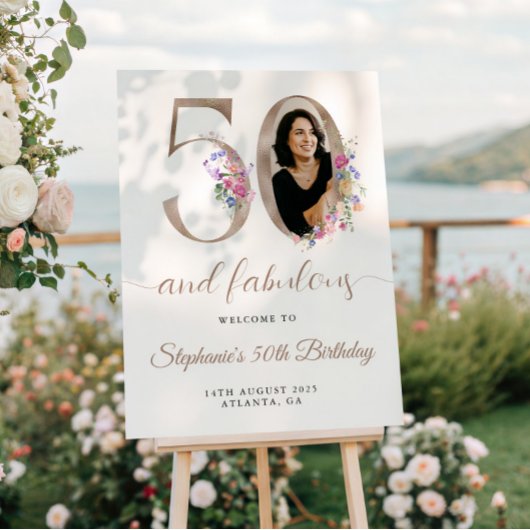 Frühlingsfloral Foto 50. Geburtstag Willkommen Poster