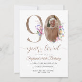 Frühlingsfloral Foto 90. Geburtstag Einladung (Vorderseite)