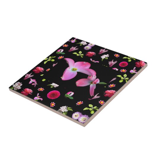 Frühlingsfloral Foto Print Square Tile Dogwood Fliese (Seite)