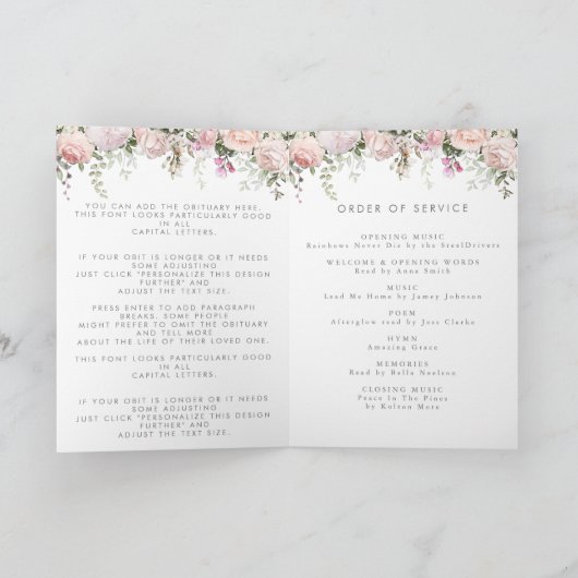 Frühlingsfloral gefaltete Feier zum Life-Programm Programm (Innenseite)