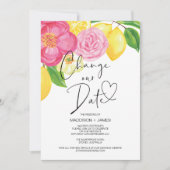 Frühlingsfloral Lemon verändern das Datum Hochzeit Einladung (Vorderseite)