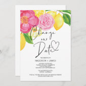Frühlingsfloral Lemon verändern das Datum Hochzeit Einladung (Vorne/Hinten)