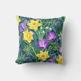 Frühlingsfloral mit Affodien und Crocus Blume Kissen