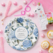 Frühlingsfloral Modernes Elegantes Blau bei weißer Pappteller (Party)