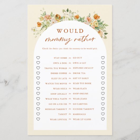 Frühlingsfloral Mommy eher Baby Dusche Spiel (Vorderseite)