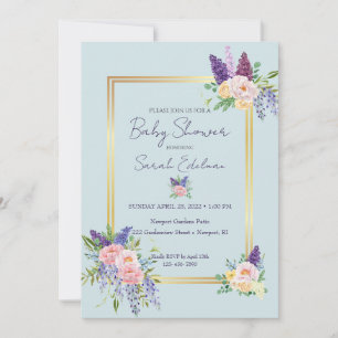 Frühlingsfloral Pastel Babydusche Einladung