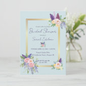 Frühlingsfloral Pastel Bridal Dusche Einladung (Stehend Vorderseite)