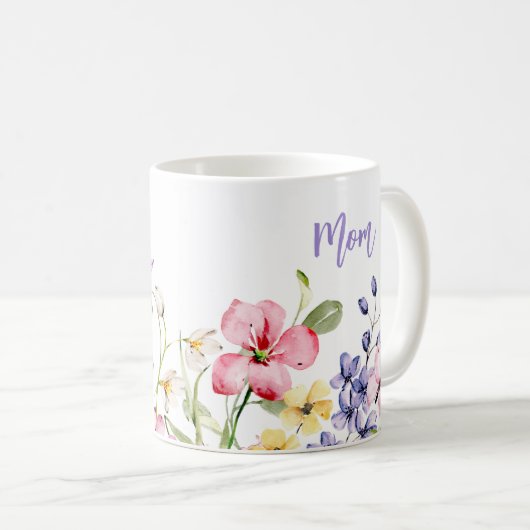 Frühlingsfloral Personalisierte Mama Kaffeepause T Kaffeetasse (VorderseiteRechts)