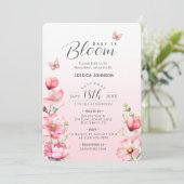 Frühlingsfloral Pink Baby in Bloom Girl Babydusche Einladung (Stehend Vorderseite)