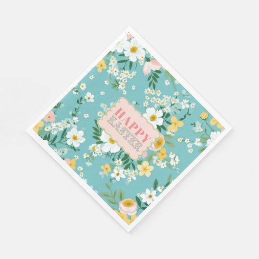 Frühlingsfloral Rahmen Osterfeier Serviette (Ecke)