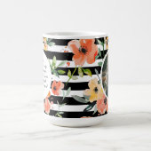 Frühlingsfloral | Schwarzer Streifen | Foto der Mu Kaffeetasse (Mittel)