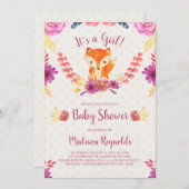 Frühlingsfloral und Fox Babydusche Einladung (Vorne/Hinten)