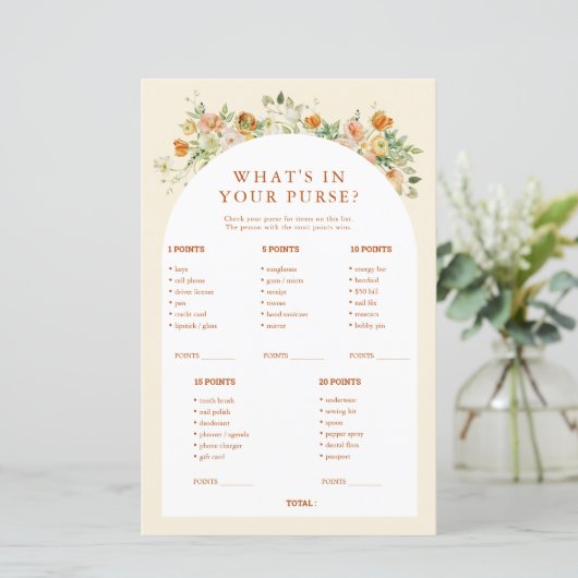 Frühlingsfloral Was ist in Ihrer Purse Babydusche? (Stehend Vorderseite)