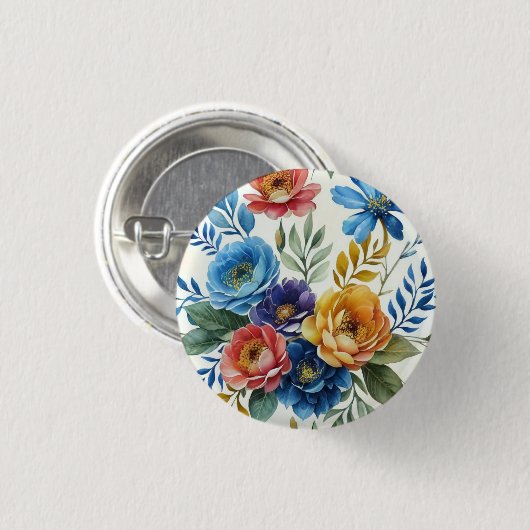 Frühlingsfloraldrucke Button (Vorne & Hinten)