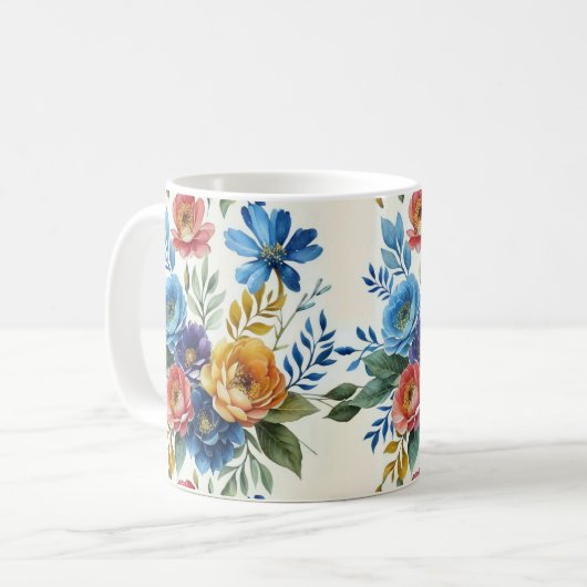 Frühlingsfloraldrucke Kaffeetasse (Vorderseite Links)