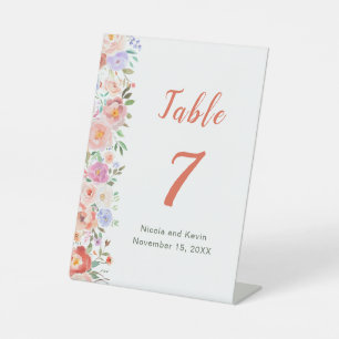 Frühlingsflorale Blume Hochzeit Tischnummer Sockelschild