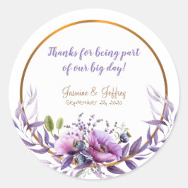 Frühlingsflorale Blume Lila Country Wedding Runder Aufkleber