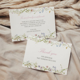 Frühlingsflorale Border Baby Dusche Dankeskarte