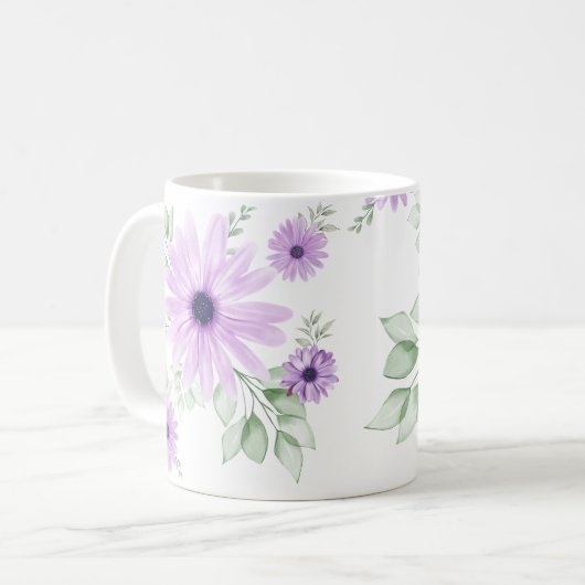 Frühlingsflorale Botanische Muster farbenfroh Kaffeetasse (Vorderseite Links)