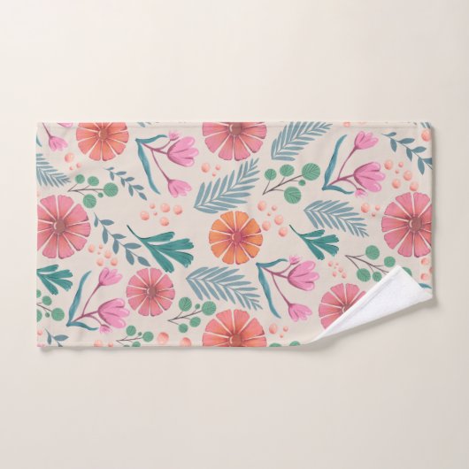 Frühlingsflorale Botanische Muster farbenfrohe Han Badhandtuch Set (Handtuch)