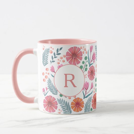 Frühlingsflorale Botanische Muster farbenfrohe Tas Tasse (Links)