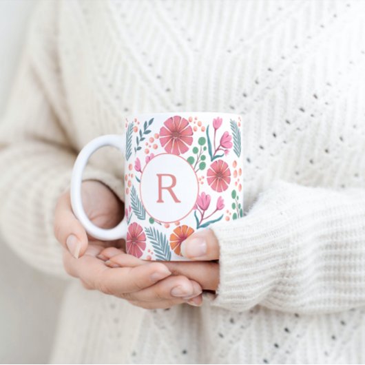 Frühlingsflorale Botanische Muster farbenfrohe Tas Tasse