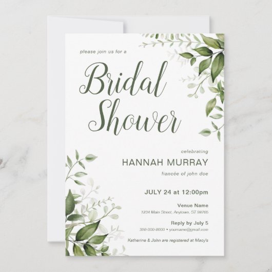 Frühlingsflorale Einladung mit Grün (Vorderseite)