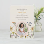 Frühlingsflorale Foto Einladung (Stehend Vorderseite)