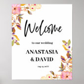 Frühlingsflorale Hochzeit Willkommensdruckplakat Poster (Vorne)