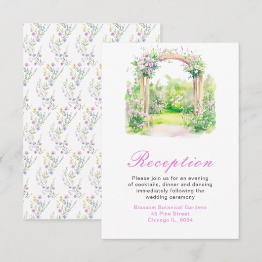 Frühlingsflorale Hochzeitstorch Empfang Begleitkarte (Vorne/Hinten)